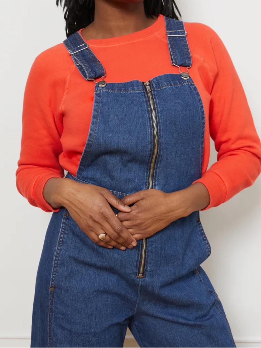 Loup Madelyn Zip Front Denim Overals - Picture 2 of 12